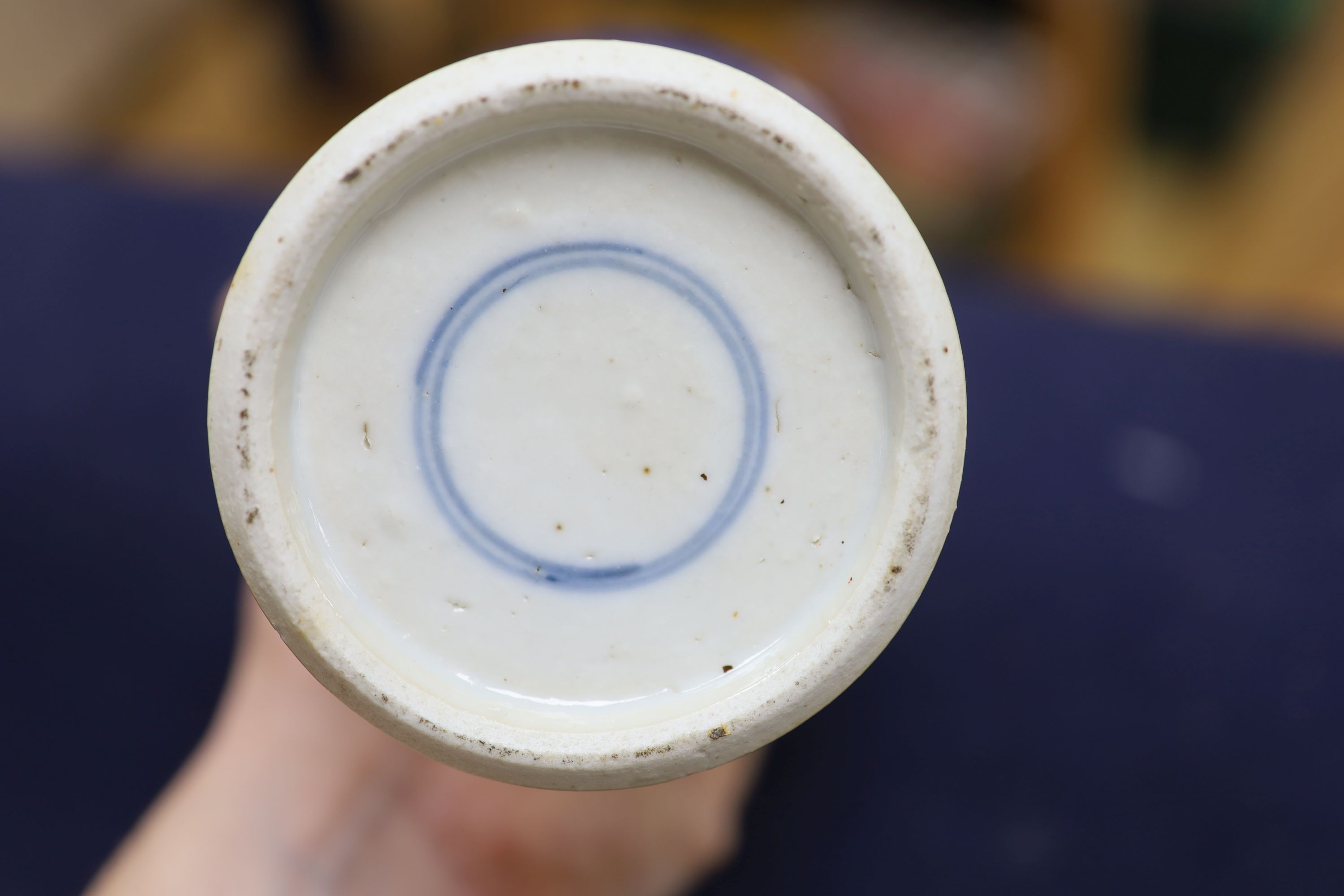 A pair of slender Chinese blue and white prunus vases, late 19th century, height 30cm